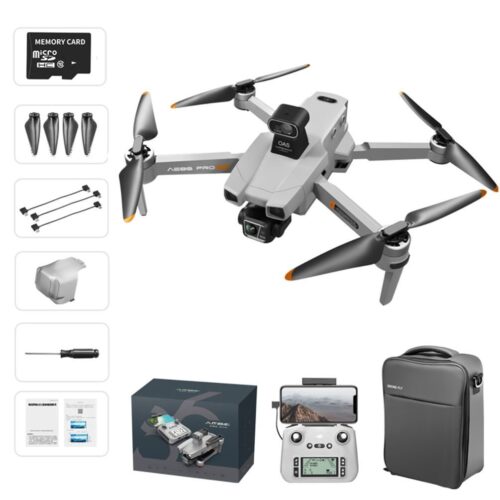 EKASN 8K GPS FPV Drone Full HD Cámara con cardán de 3 ejes 6000m Vuelo Láser Evitación de obstáculos con tarjeta SD 64GB -Gris