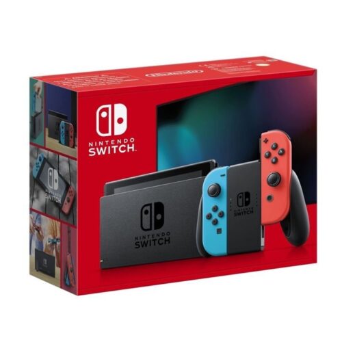 Consola Nintendo Switch con par de Joy-Con V2 rojos y azules neón